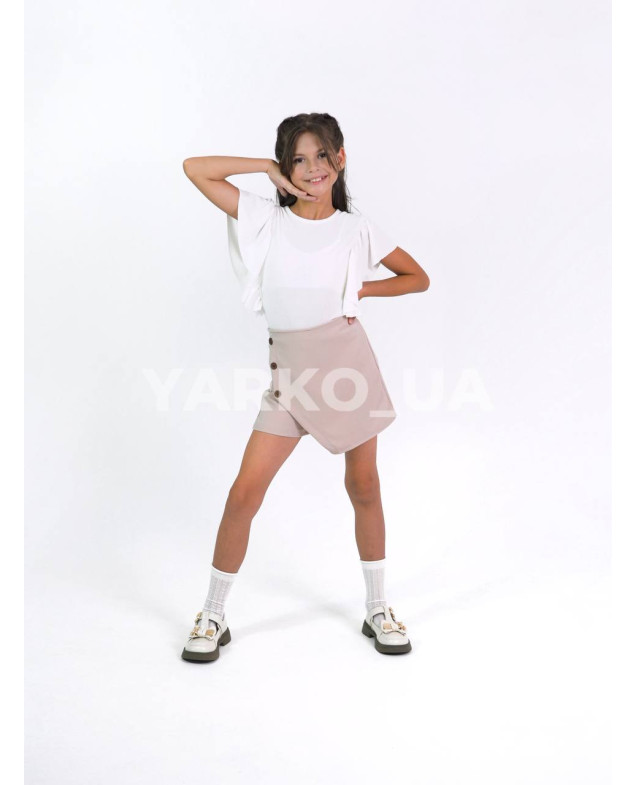 Блуза Mini Moda для дівчаток у школу весна/осінь 34046M котон/пе молочний волани 128(р)