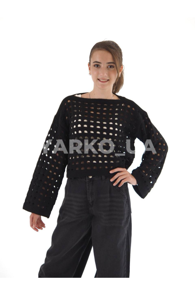 Светр Mini Moda для дівчаток весна/осінь 790S котон/акрил чорний сітка в'язка 146-164 onesize(р)