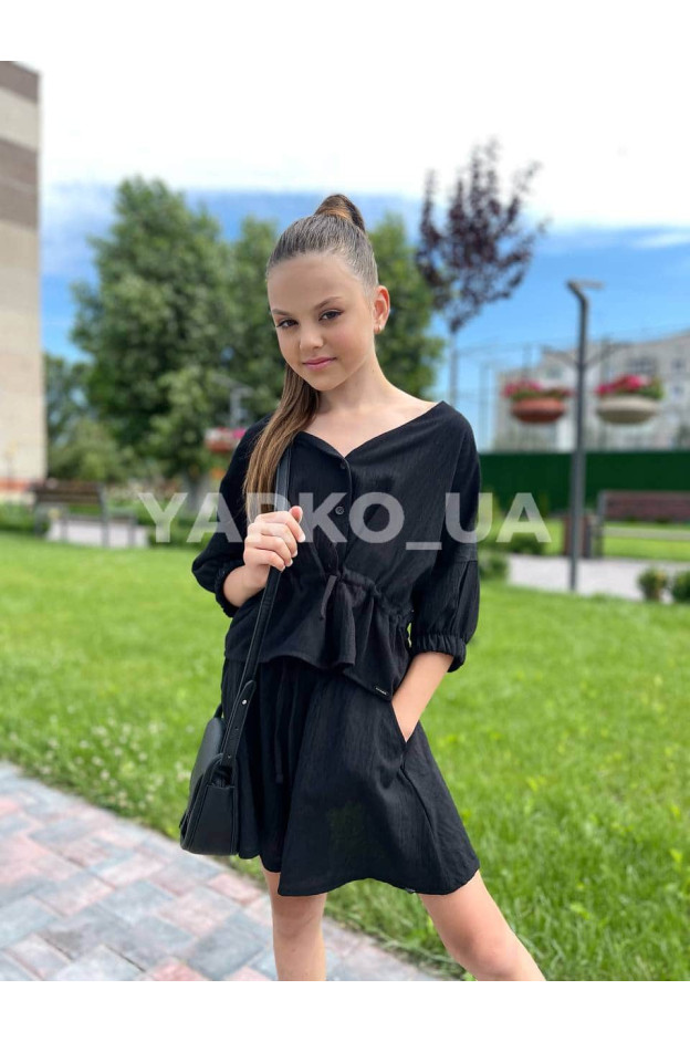 Блуза для дівчаток 5003 з котону зелена куліска 134(р)