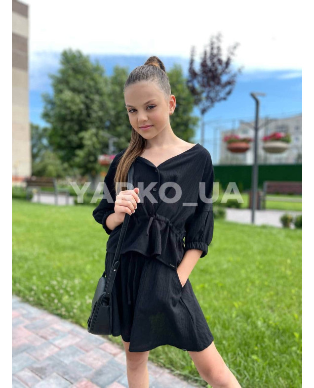 Блуза для дівчаток 5003 з котону зелена куліска 134(р)