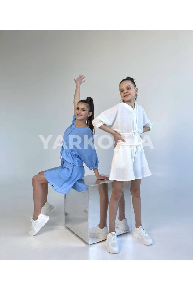 Блуза для дівчаток 5003 з котону зелена куліска 134(р)