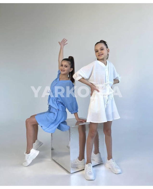Блуза для дівчаток 5003 з котону зелена куліска 134(р)