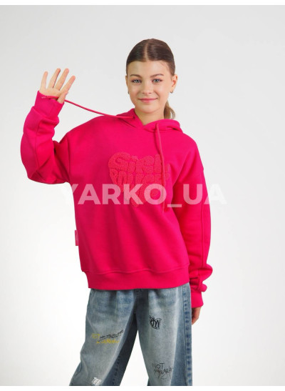 Худі Pengai для дівчаток на зиму WAP-7152 котон/фліс малиновий Girl 128(р)