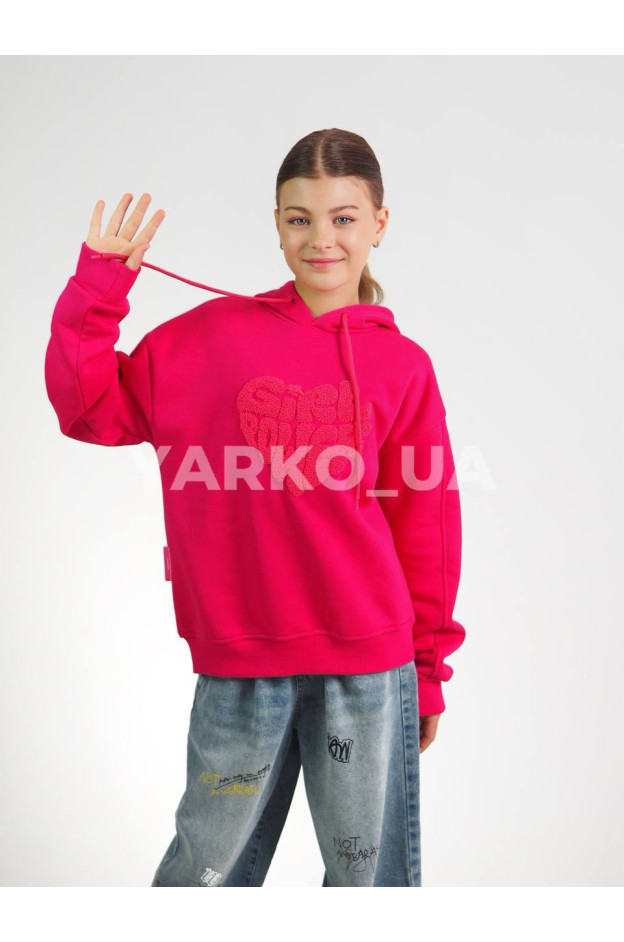 Худі Pengai для дівчаток на зиму WAP-7152 котон/фліс малиновий Girl 128(р)