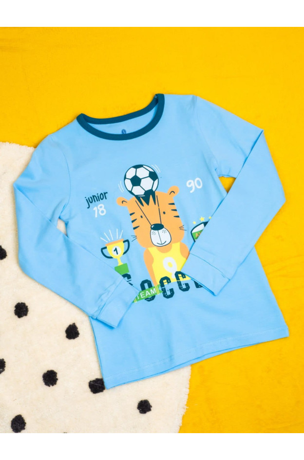 Піжама для хлопчика весна/осінь 9637 котон блакитний/синій SOCCER 110-116(р)