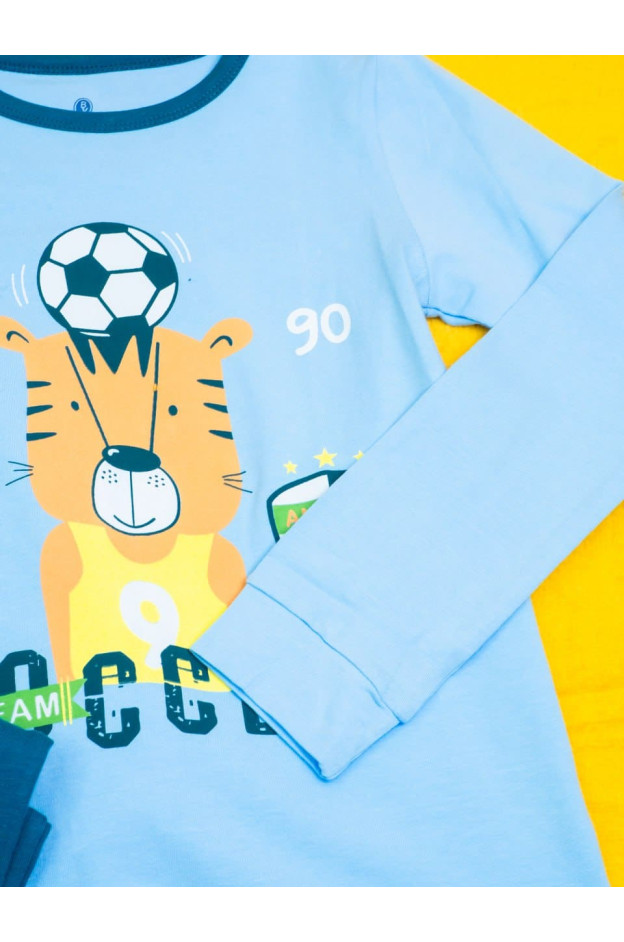 Піжама для хлопчика весна/осінь 9637 котон блакитний/синій SOCCER 98-104(р)