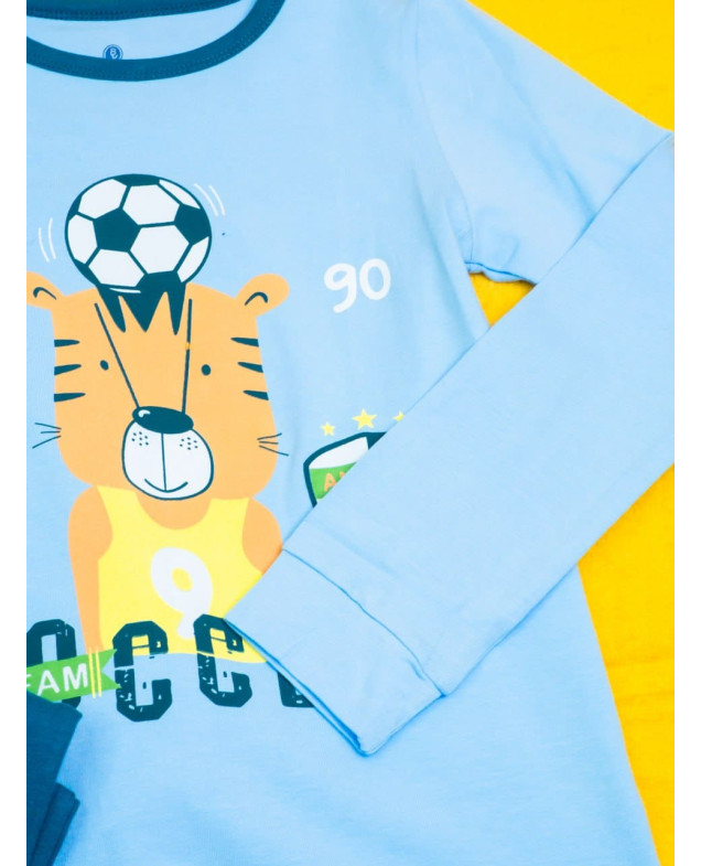 Піжама для хлопчика весна/осінь 9637 котон блакитний/синій SOCCER 98-104(р)