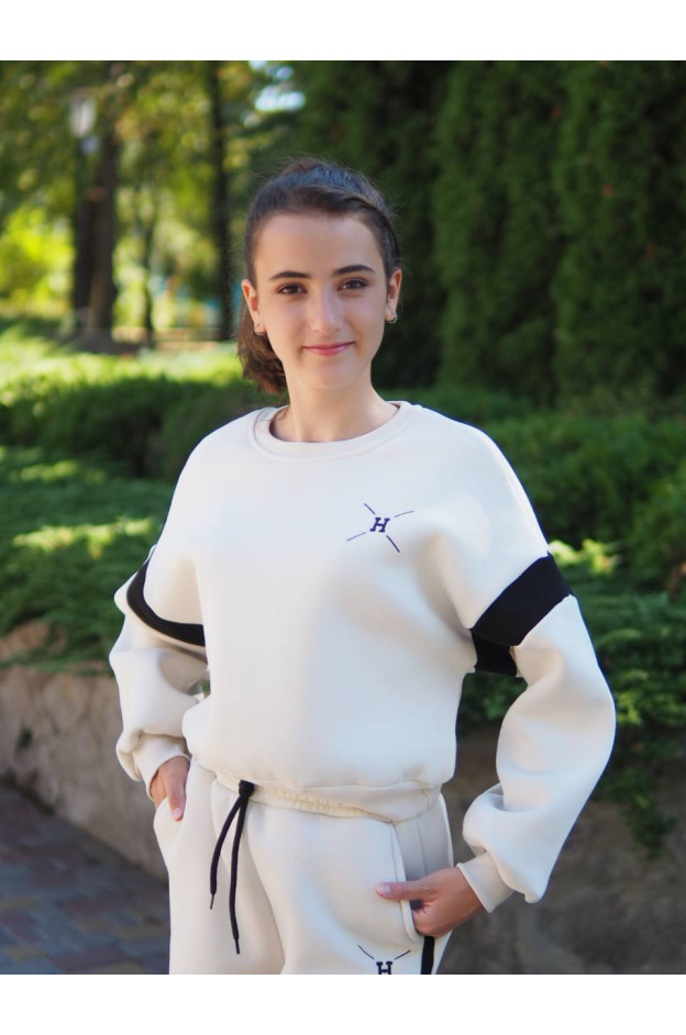 Костюм спортивний HAYKIDS для дівчаток на зиму 24WB102 котон/фліс лате вишивка H 152(р)