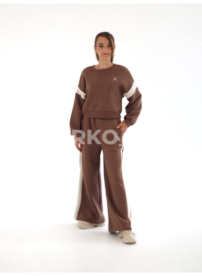 Костюм спортивний HAYKIDS для дівчаток на зиму 24WB102 котон/фліс шоколад вишивка H 140(р)