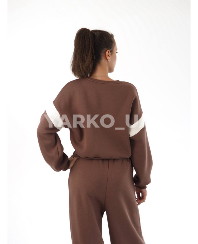 Костюм спортивний HAYKIDS для дівчаток на зиму 24WB102 котон/фліс шоколад вишивка H 140(р)