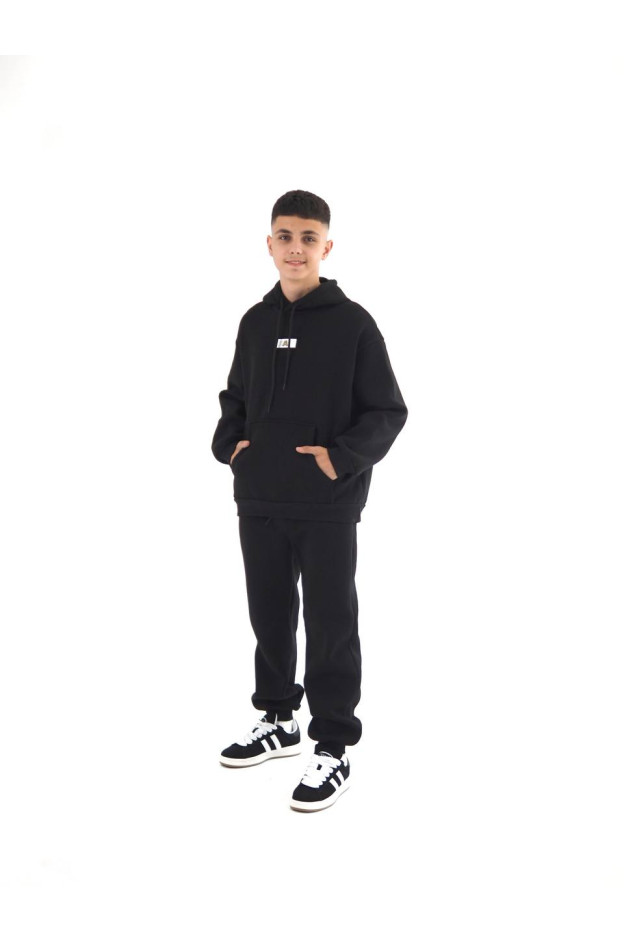 Костюм спортивний HAYKIDS для хлопчиків на зиму 24WE066-2 котон/фліс чорний нашивка A 146(р)