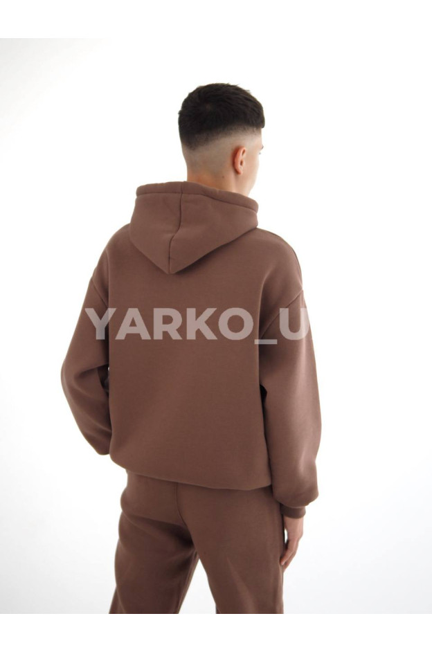 Костюм спортивний HAYKIDS для хлопчиків на зиму 24WE066-2 котон/фліс шоколад нашивка A 146(р)