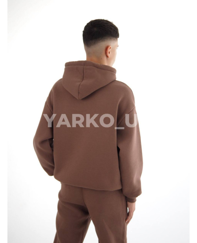 Костюм спортивний HAYKIDS для хлопчиків на зиму 24WE066-2 котон/фліс шоколад нашивка A 146(р)