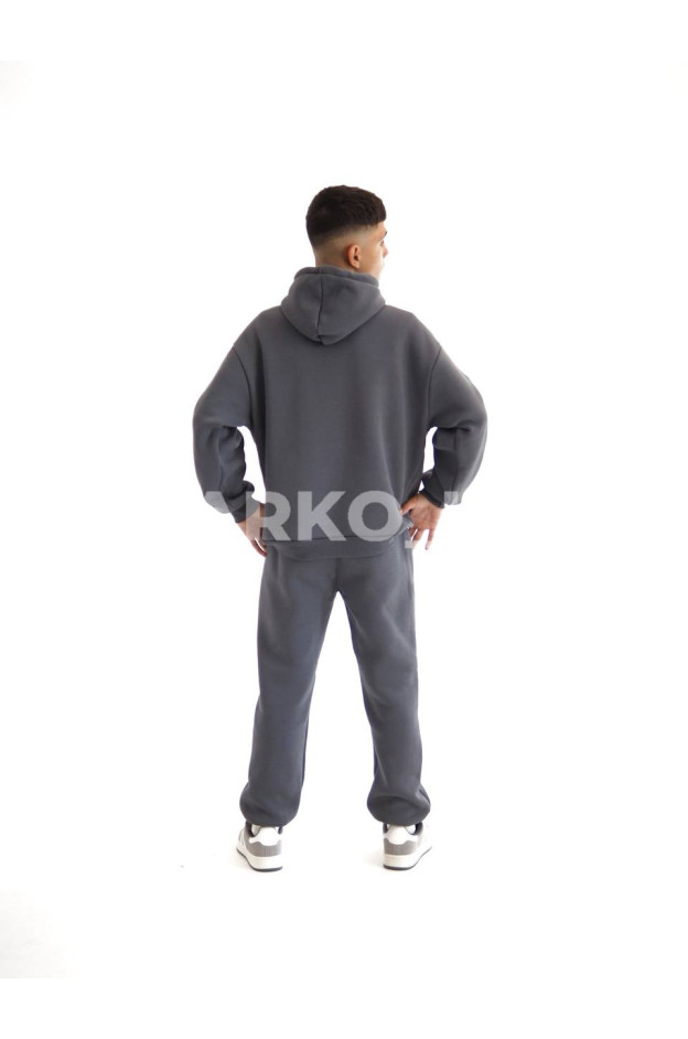 Костюм спортивний HAYKIDS для хлопчиків на зиму 24WE066-2 котон/фліс сірий нашивка A 146(р)