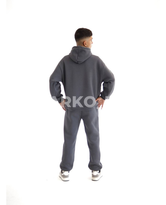 Костюм спортивний HAYKIDS для хлопчиків на зиму 24WE066 котон/фліс сірий нашивка A 116(р)