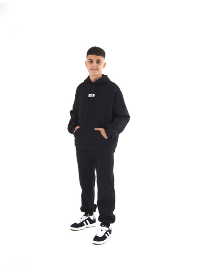 Костюм спортивний HAYKIDS для хлопчиків на зиму 24WE066 котон/фліс чорний нашивка A 134(р)