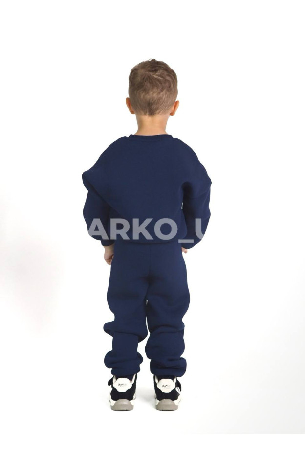 Костюм спортивний HAYKIDS для хлопчиків і дівчаток на зиму 24WB041 котон/фліс темно-синій Mr. Happy 104(р)