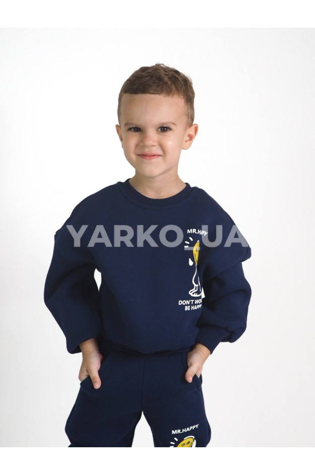 Костюм спортивний HAYKIDS для хлопчиків і дівчаток на зиму 24WB041 котон/фліс темно-синій Mr. Happy 104(р)