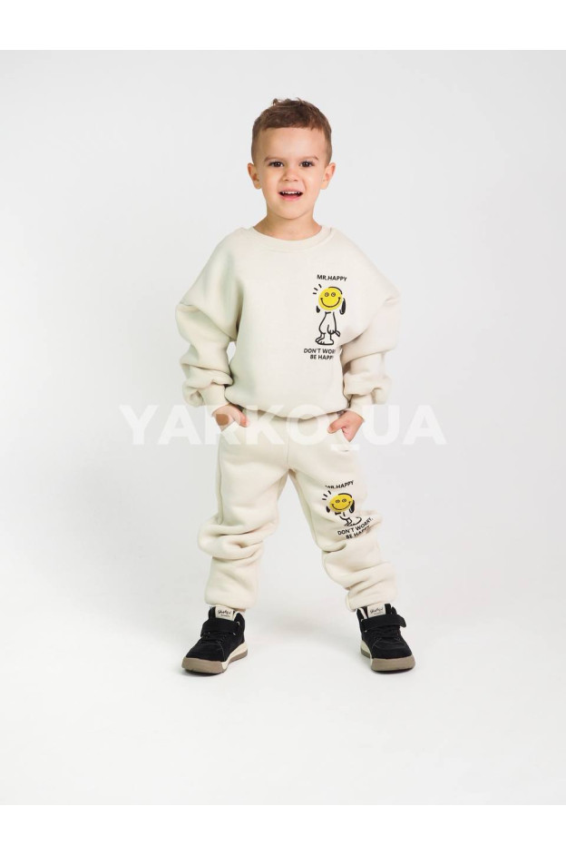 Костюм спортивний HAYKIDS для хлопчиків і дівчаток на зиму 24WB041 котон/фліс лате Mr. Happy 122(р)