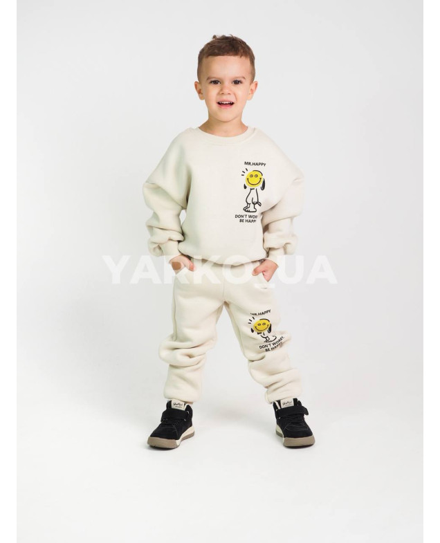 Костюм спортивний HAYKIDS для хлопчиків і дівчаток на зиму 24WB041 котон/фліс лате Mr. Happy 122(р)