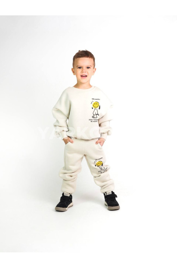 Костюм спортивний HAYKIDS для хлопчиків і дівчаток на зиму 24WB041 котон/фліс лате Mr. Happy 122(р)