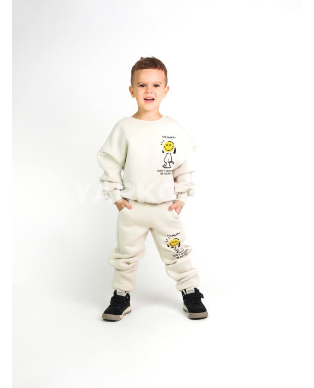 Костюм спортивний HAYKIDS для хлопчиків і дівчаток на зиму 24WB041 котон/фліс лате Mr. Happy 122(р)