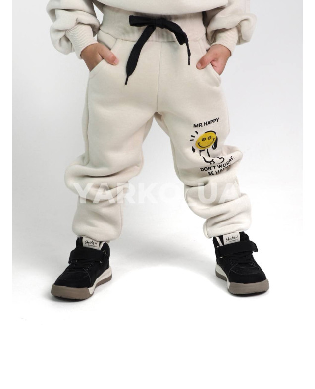 Костюм спортивний HAYKIDS для хлопчиків і дівчаток на зиму 24WB041 котон/фліс лате Mr. Happy 122(р)