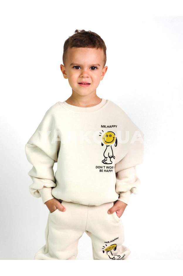 Костюм спортивний HAYKIDS для хлопчиків і дівчаток на зиму 24WB041 котон/фліс лате Mr. Happy 122(р)