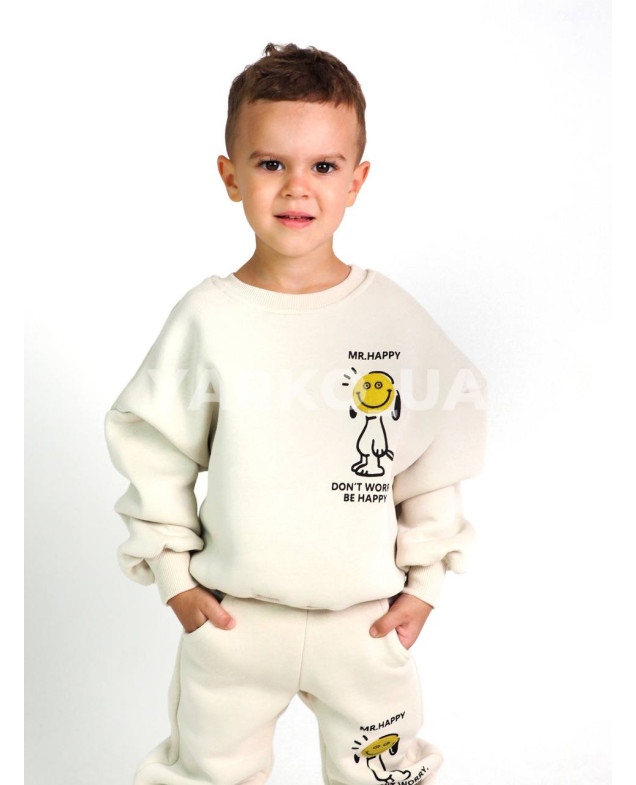 Костюм спортивний HAYKIDS для хлопчиків і дівчаток на зиму 24WB041 котон/фліс лате Mr. Happy 122(р)
