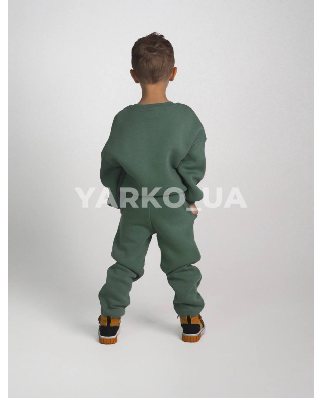 Костюм спортивний HAYKIDS для хлопчиків і дівчаток на зиму 24WB041 котон/фліс оливка Mr. Happy 104(р)