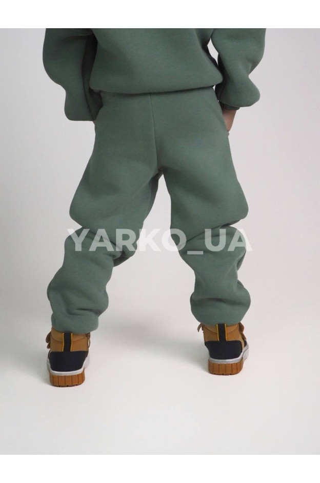Костюм спортивний HAYKIDS для хлопчиків і дівчаток на зиму 24WB041 котон/фліс оливка Mr. Happy 122(р)