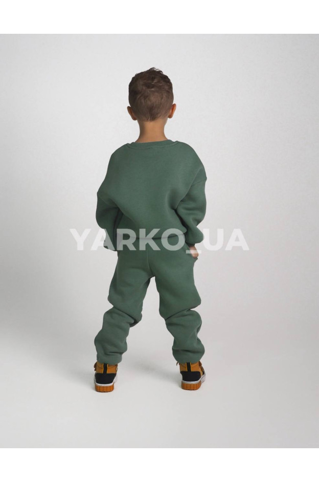Костюм спортивний HAYKIDS для хлопчиків і дівчаток на зиму 24WB041 котон/фліс оливка Mr. Happy 98(р)