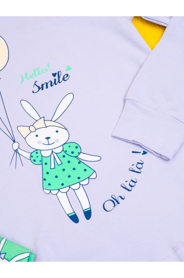 Піжама для дівчинки весна/осінь 9192 котон лаванда/зелений Smile 104-110(р)