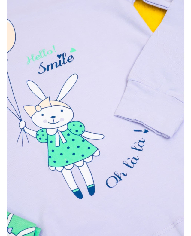 Піжама для дівчинки весна/осінь 9192 котон лаванда/зелений Smile 104-110(р)