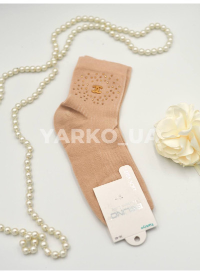 Шкарпетки BELINO для дівчинки весна/осінь P154001 котон бежевий Chanel стрази 36-40(р)