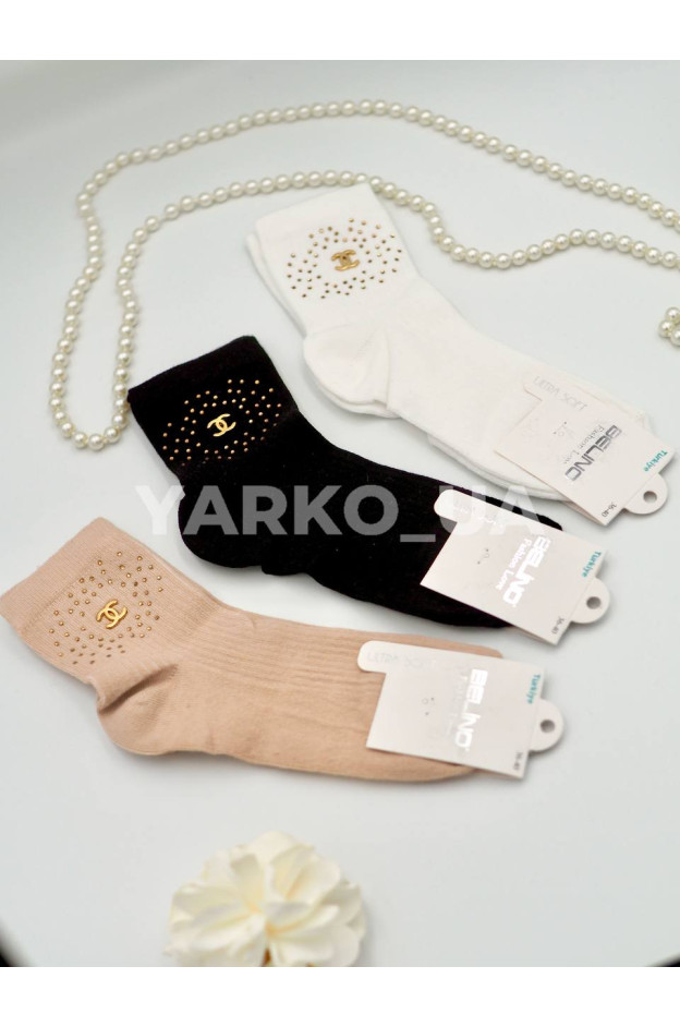 Шкарпетки BELINO для дівчинки весна/осінь P154001 котон чорний Chanel стрази 36-40(р)