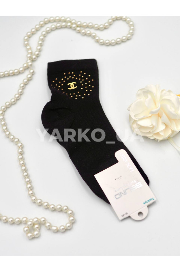 Шкарпетки BELINO для дівчинки весна/осінь P154001 котон чорний Chanel стрази 36-40(р)