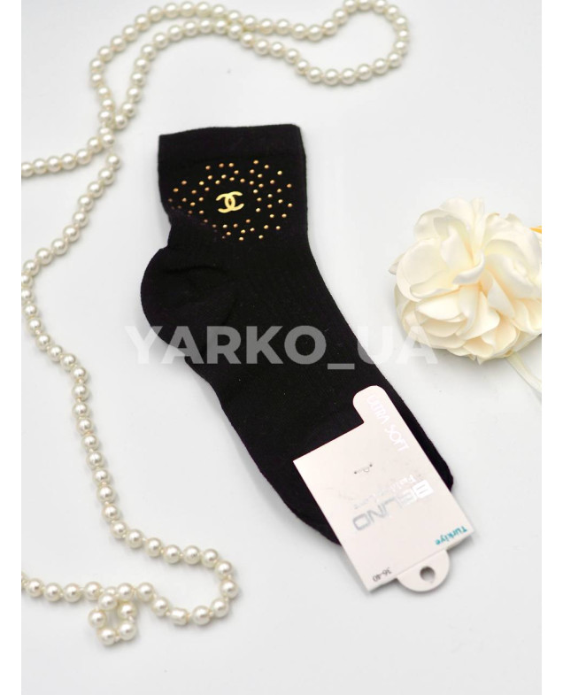 Шкарпетки BELINO для дівчинки весна/осінь P154001 котон чорний Chanel стрази 36-40(р)