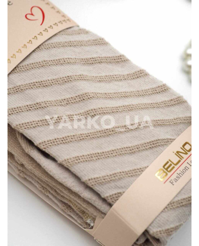 Колготи BELINO для дівчаток весна/осінь K263001 котон бежевий перфорація діагональ 7-8(р)