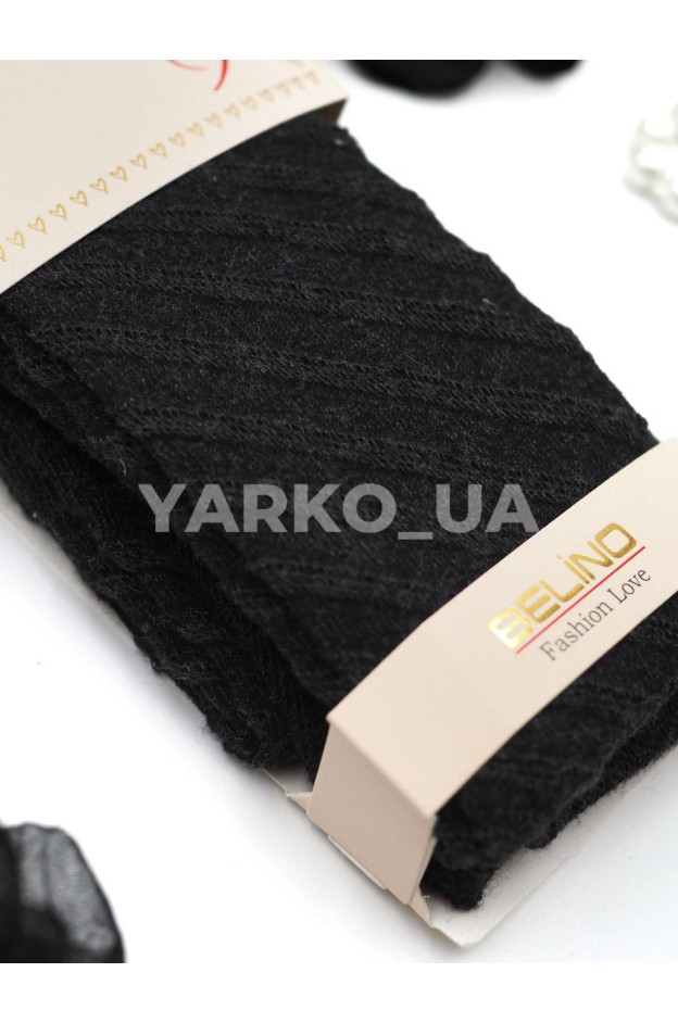 Колготи BELINO для дівчаток весна/осінь K263001 котон чорний перфорація діагональ 7-8(р)