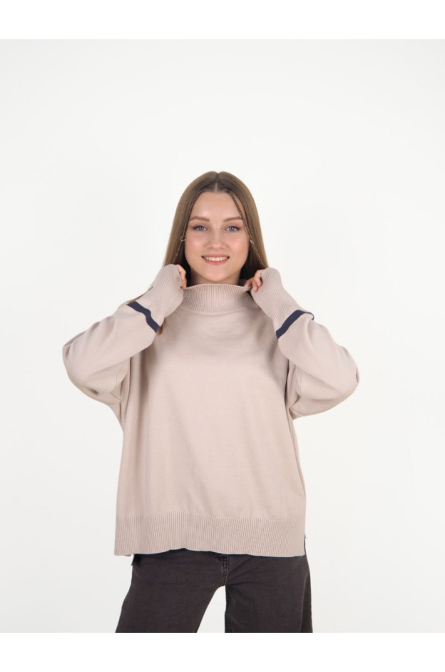 Светр для дівчинки весна/осінь 996630 котон/віскоза мокко сіра смужка 158-164(р)
