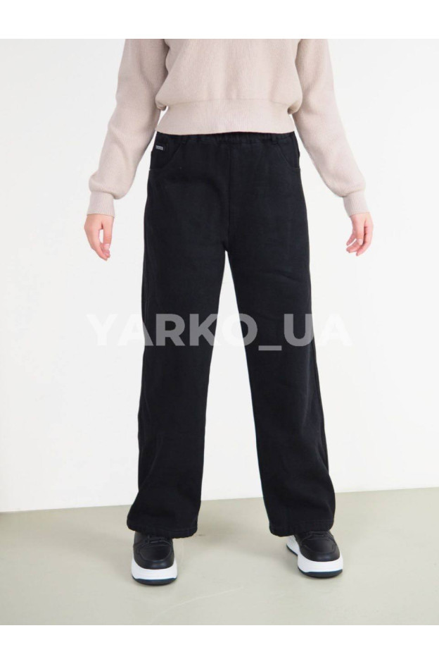 Джинси для дівчинки на зиму 252803 котон/велюр чорний Takota 140(р)