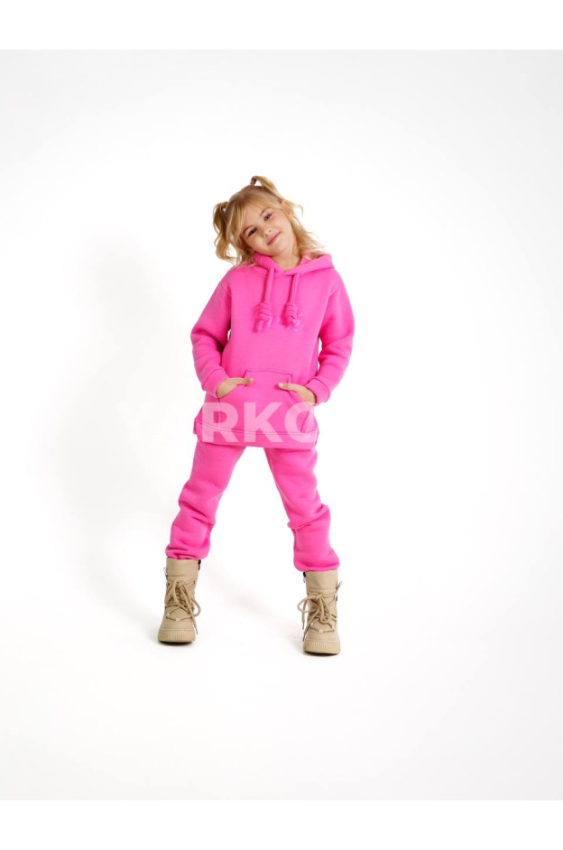 Костюм спортивний DI&LI для дівчинки на зиму 996658 котон/фліс рожевий Barbie 128(р)
