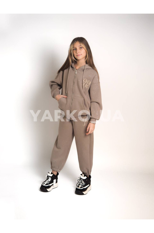 Костюм спортивний для дівчинки на зиму 5056 котон/велюр мокко AAJK 130(р)