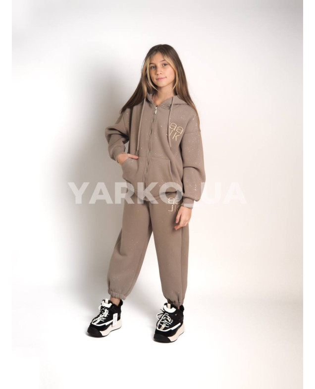 Костюм спортивний для дівчинки на зиму 5056 котон/велюр мокко AAJK 130(р)