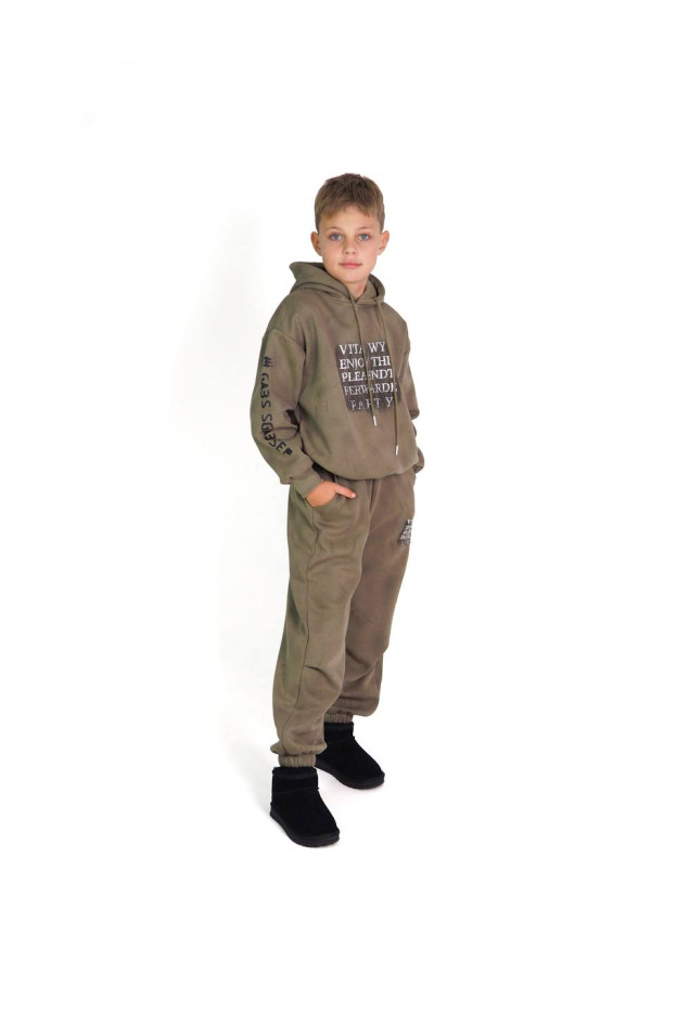 Костюм спортивний для хлопчика або дівчинки на зиму 8939-1 котон/велюр хакі Vita 130(р)