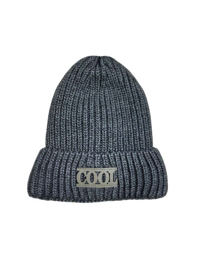 Шапка для хлопчика на зиму D837 акрил/фліс антрацит Cool 50-54(р)