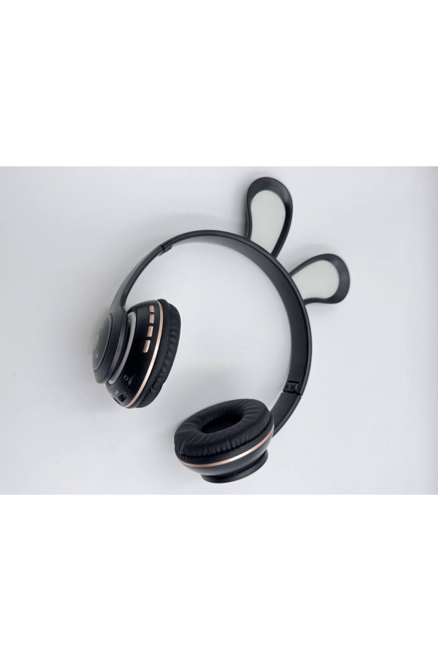 Навушники для дівчинки 64085 чорний bluetooth,світло, карта пам'яті, мікрофон