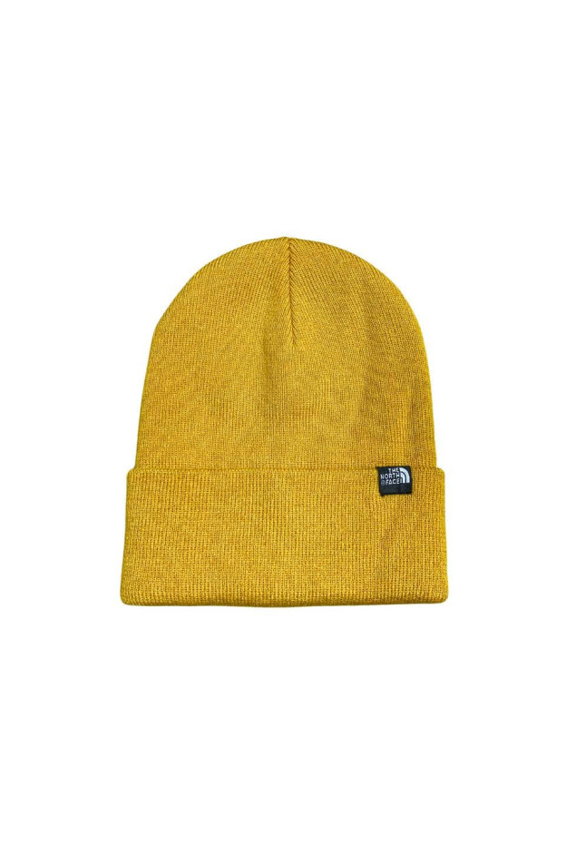 Шапка для хлопчика на зиму 997098 акрил/вовна гірчиця The North Face подвійна 52-55(р)