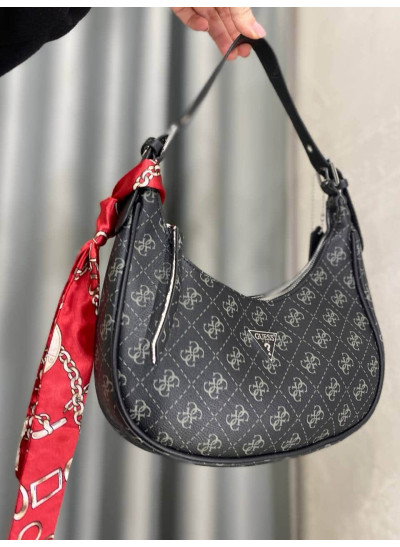 Сумка для дівчинки 4139 екошкіра чорний GUESS зі стрічкою 15 х 28 х 6 см